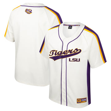 Colosseum Ruth Button-up LSU Tigers cream jersey
