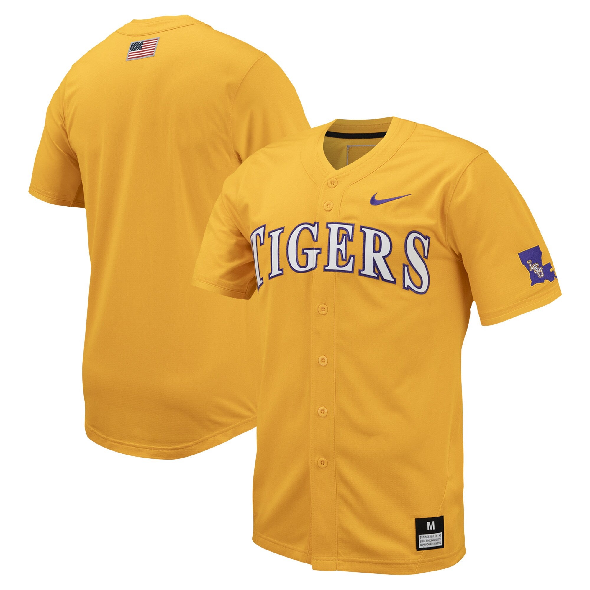 Full-button LSU Tigers gold jersey