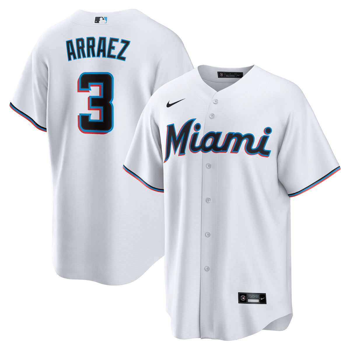 Luis Arraez Miami Marlins white Home jersey
