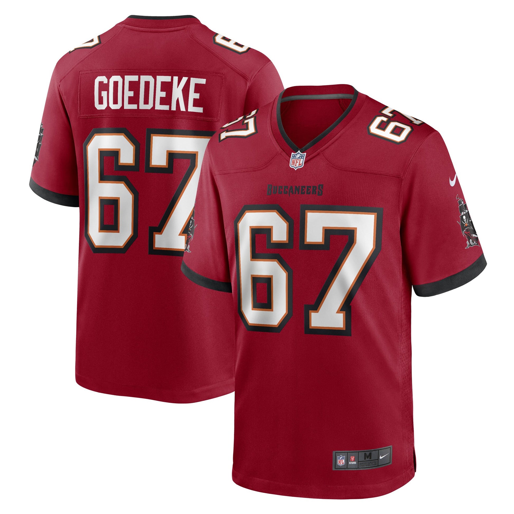 Luke Goedeke Tampa Bay Buccaneers red Game jersey