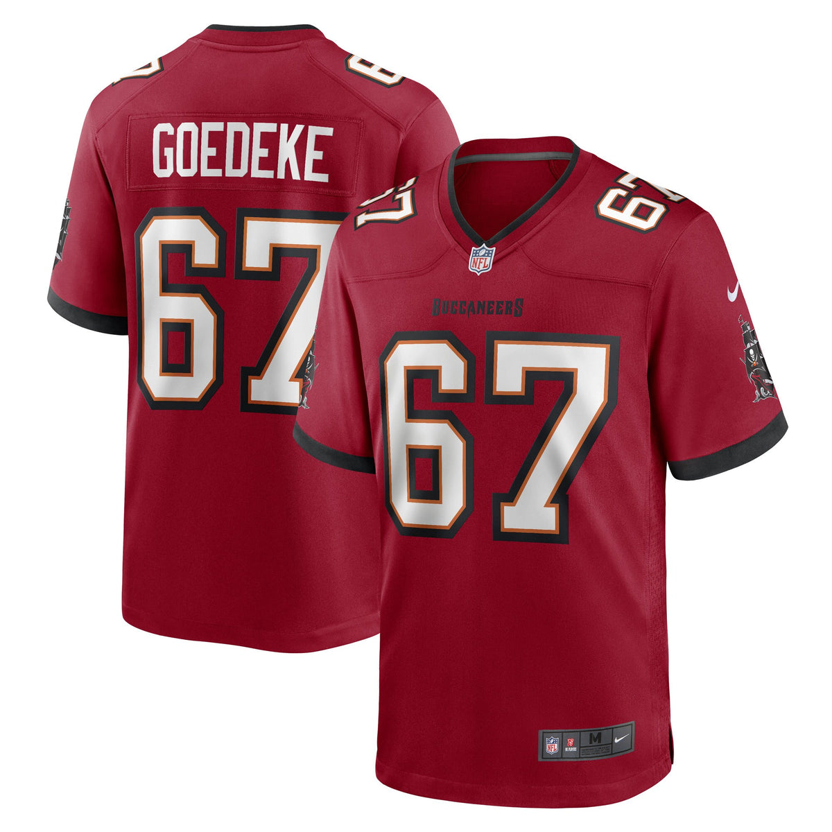 Luke Goedeke Tampa Bay Buccaneers red Game jersey