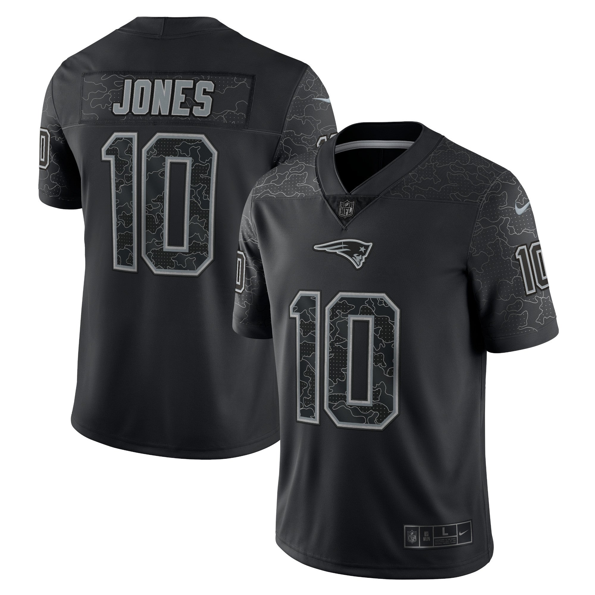 Mac Jones Rflctv New England Patriots black Limited jersey