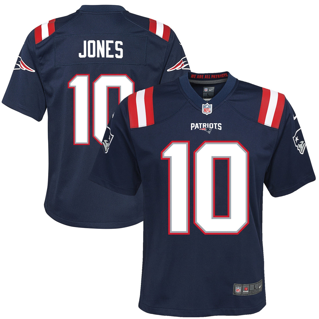 Mac Jones New England Patriots navy jersey