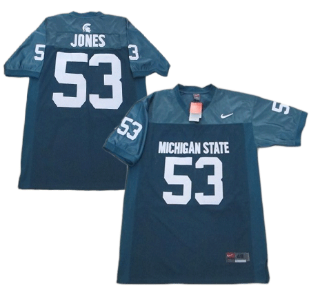 Machigan State Machigan State 53 Jones green jersey