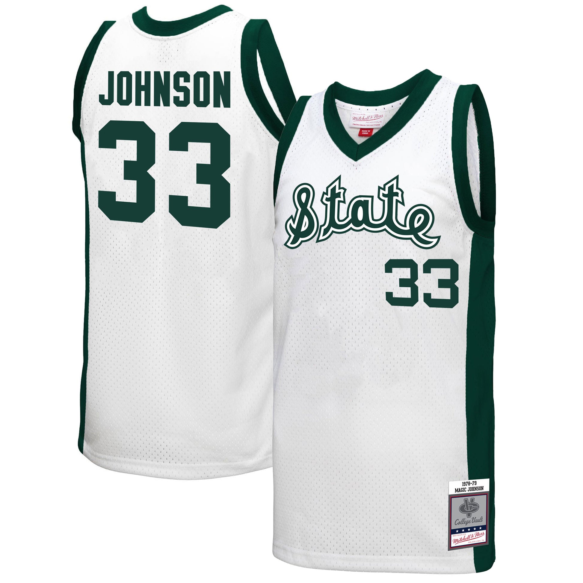Magic Johnson Michigan State Spartans white Throwback jersey