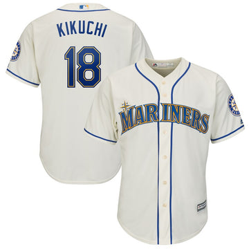Yusei Kikuchi Seattle Mariners cream jersey
