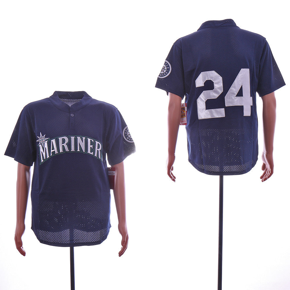 Ken Griffey Jr Seattle Mariners navy Throwback jersey