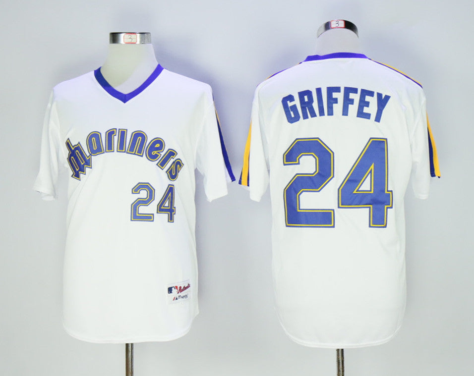 Ken Griffey Jr Seattle Mariners white Throwback jersey