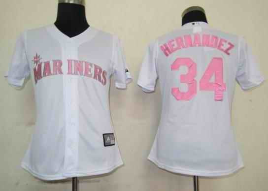 Hernandez White Seattle Mariners pink jersey