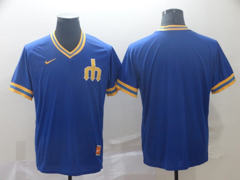 Custom Seattle Mariners blue Throwback jersey