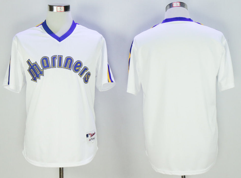 Custom Seattle Mariners white Throwback jersey