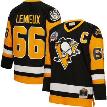 Mario Lemieux Captain Patch Pittsburgh Penguins blue jersey
