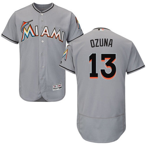 Marcell Ozuna Miami Marlins gray jersey