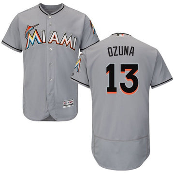 Marcell Ozuna Miami Marlins gray jersey