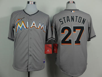 Giancarlo Stanton Miami Marlins grey jersey