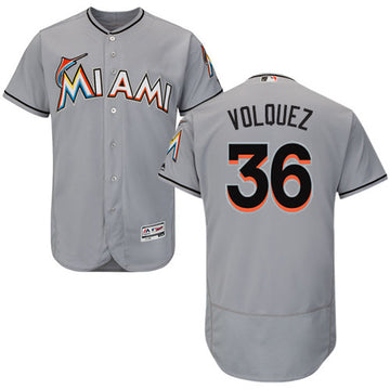Edinson Volquez Miami Marlins gray jersey
