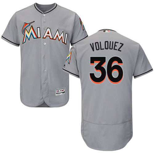 Edinson Volquez Miami Marlins gray jersey