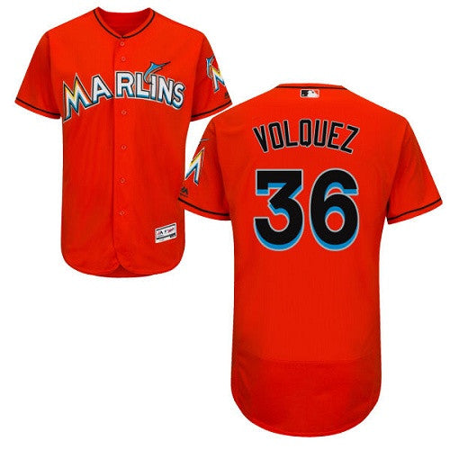 Edinson Volquez Miami Marlins orange jersey
