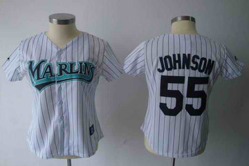 Johnson White Miami Marlins black jersey