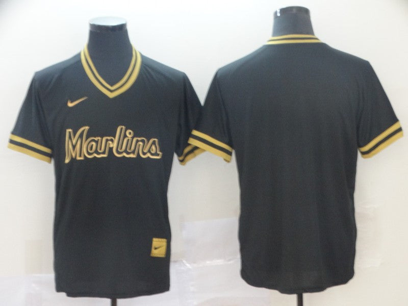 Blank Black Miami Marlins gold Legend jersey