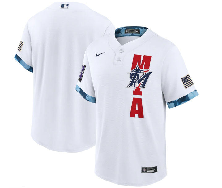 Custom Miami Marlins white All-Star jersey