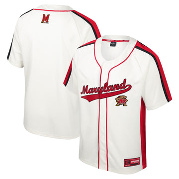 Colosseum Ruth Button-up Maryland Terrapins cream jersey