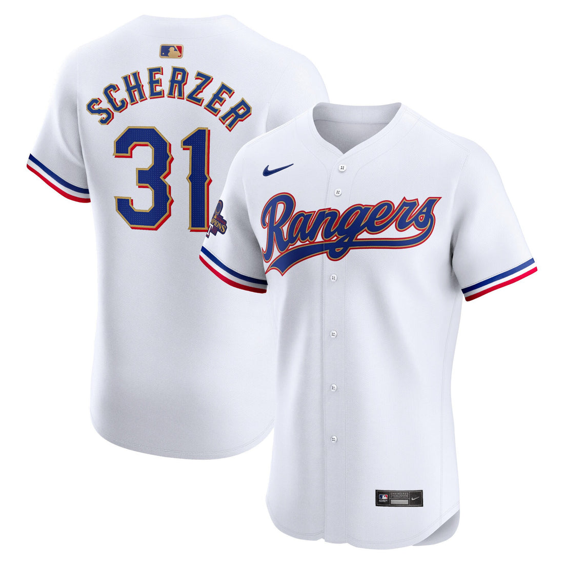 Max Scherzer Texas Rangers gold Elite jersey