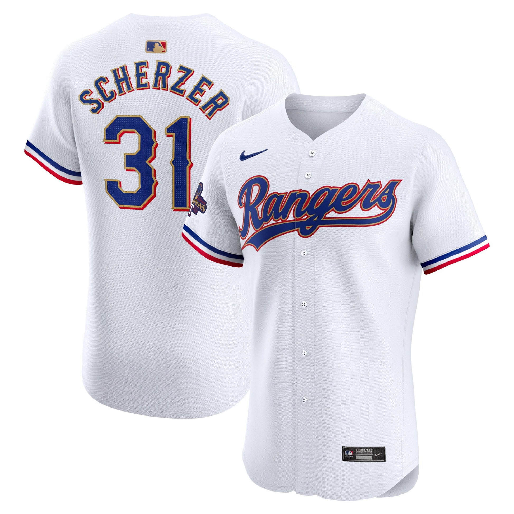 Max Scherzer Texas Rangers gold Elite jersey