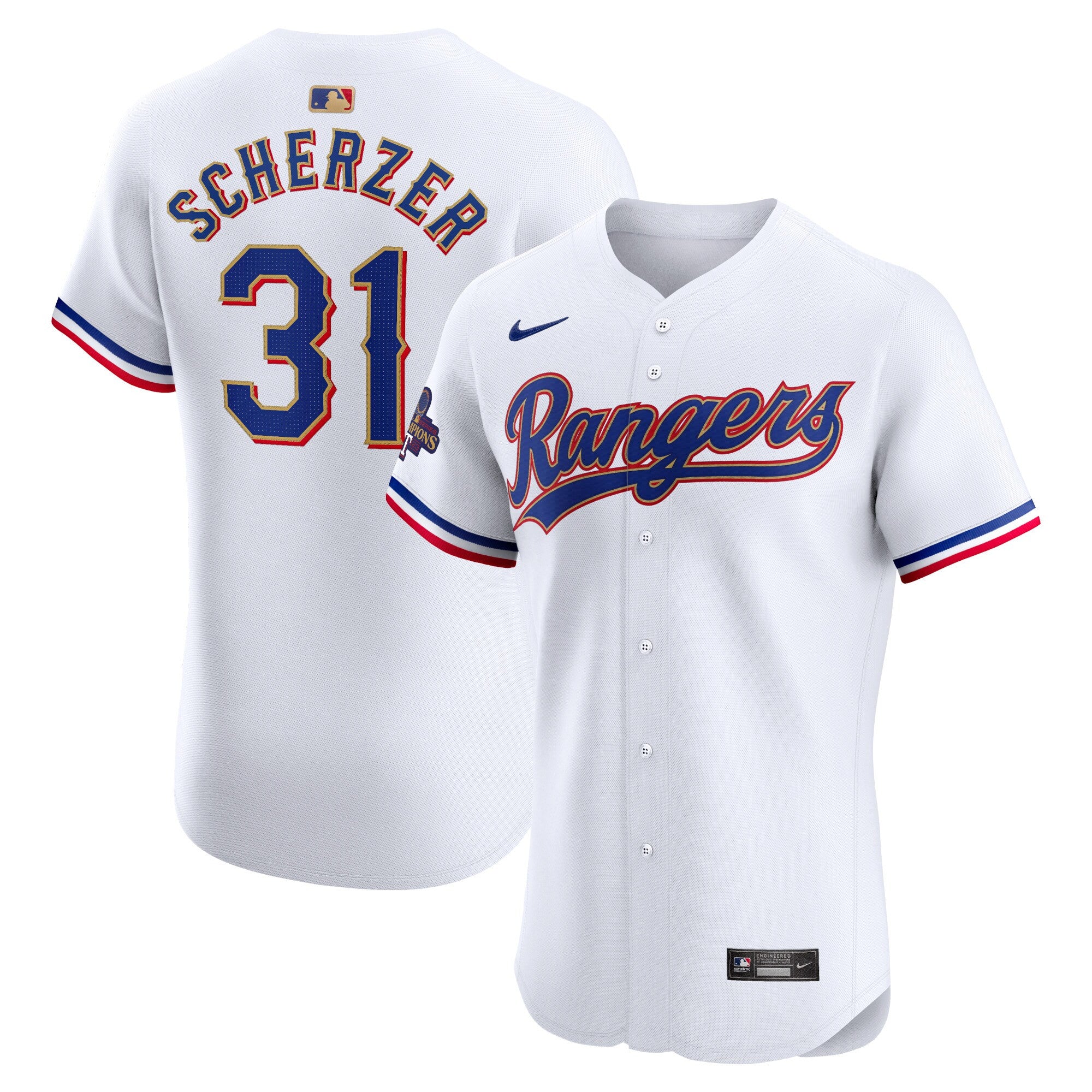 Max Scherzer Texas Rangers gold Elite jersey