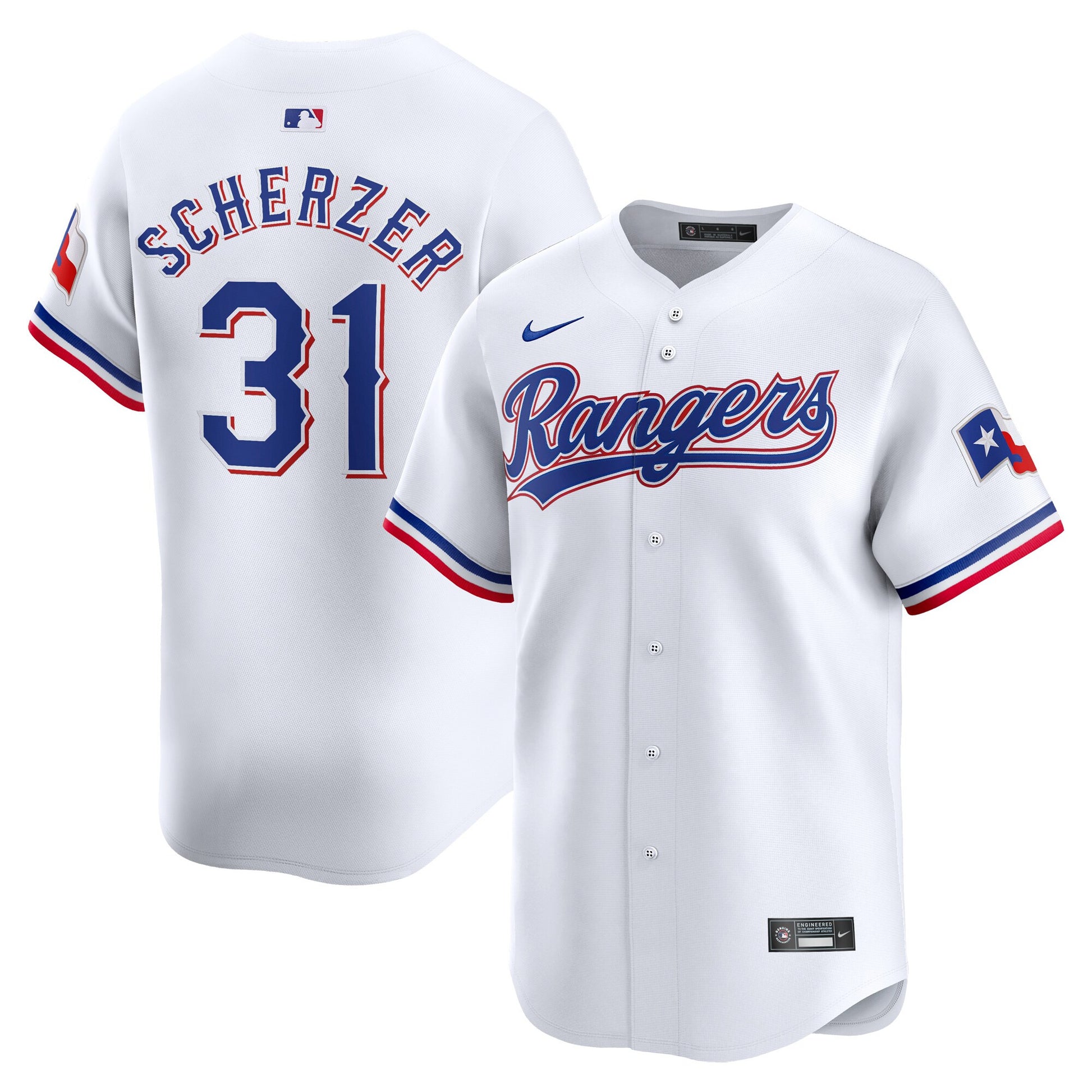Max Scherzer Texas Rangers white Limited jersey