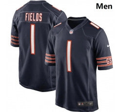 Men Justin Fields Chicago Bears navy Game jersey