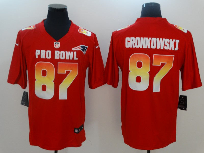 AFC Rob Gronkowski New England Patriots red Game jersey