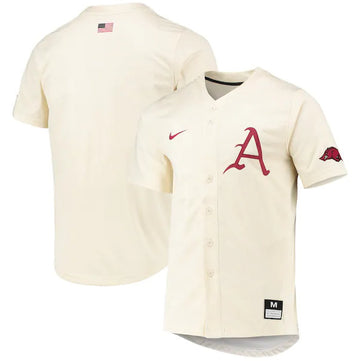 Custom Arkansas Razorbacks cream Vapor jersey