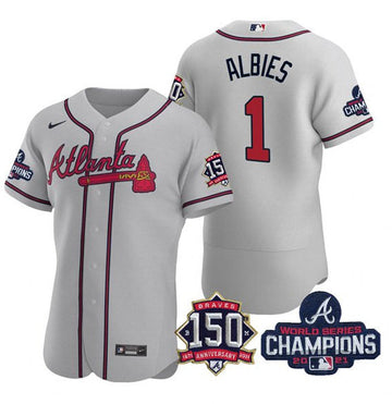 Ozzie Albies Atlanta Braves gray jersey