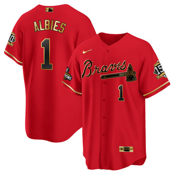 Ozzie Albies Atlanta Braves red jersey