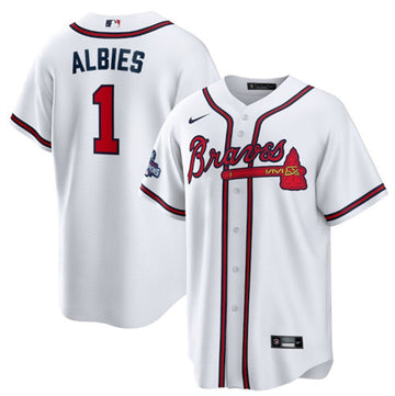 Ozzie Albies Atlanta Braves white jersey