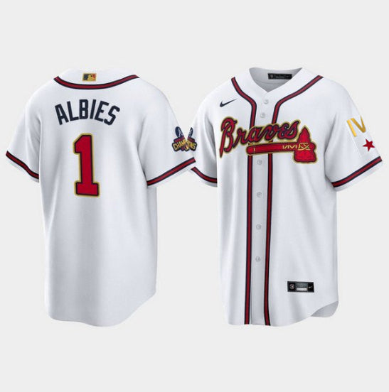 Ozzie Albies Atlanta Braves white jersey