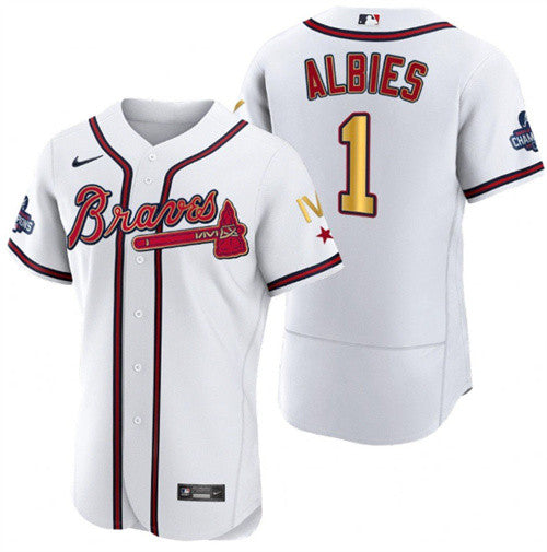 Ozzie Albies Atlanta Braves white jersey