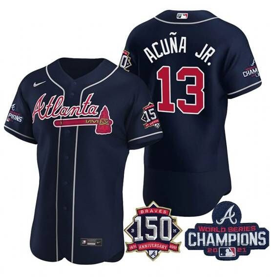 Ronald Acuna Jr Atlanta Braves navy jersey