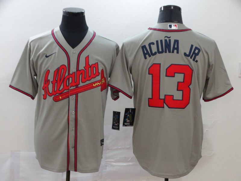 Ronald Acuna Jr Atlanta Braves grey jersey