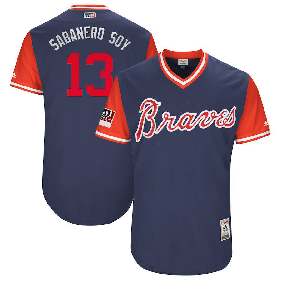 Ronald Acuna Jr Sabanero Soy Majestic Atlanta Braves navy Authentic jersey