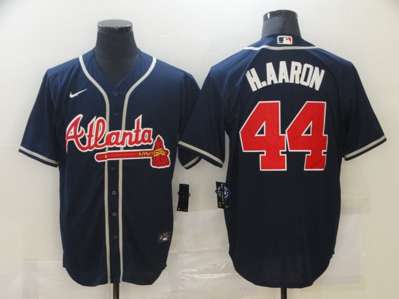 Hank Aaron Atlanta Braves navy jersey