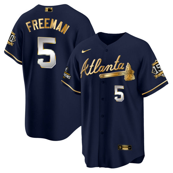 Freddie Freeman Atlanta Braves navy jersey