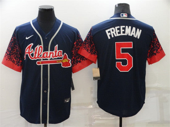 Freddie Freeman Atlanta Braves navy jersey