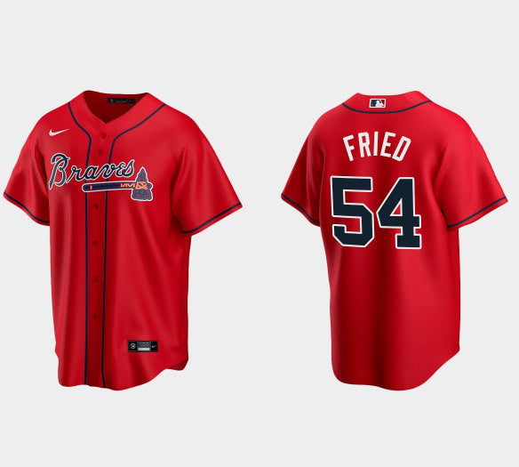 Max Fried Atlanta Braves red jersey