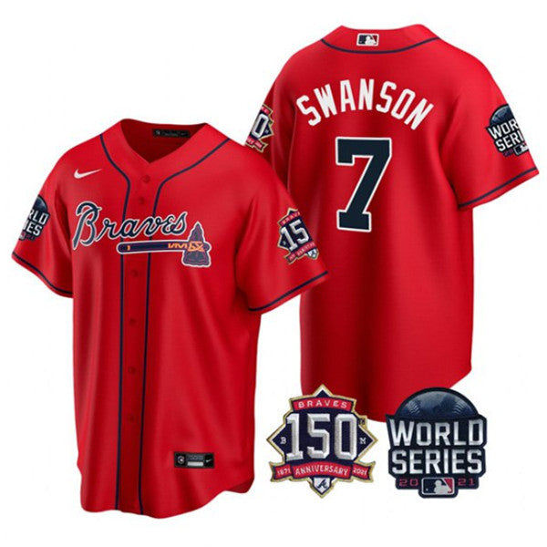 Dansby Swanson Atlanta Braves red jersey