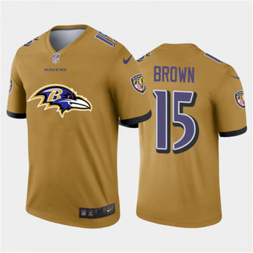 Marquise Brown Baltimore Ravens gold Inverted Legend jersey