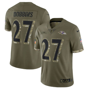 J.K. Dobbins Baltimore Ravens olive Salute To Service jersey