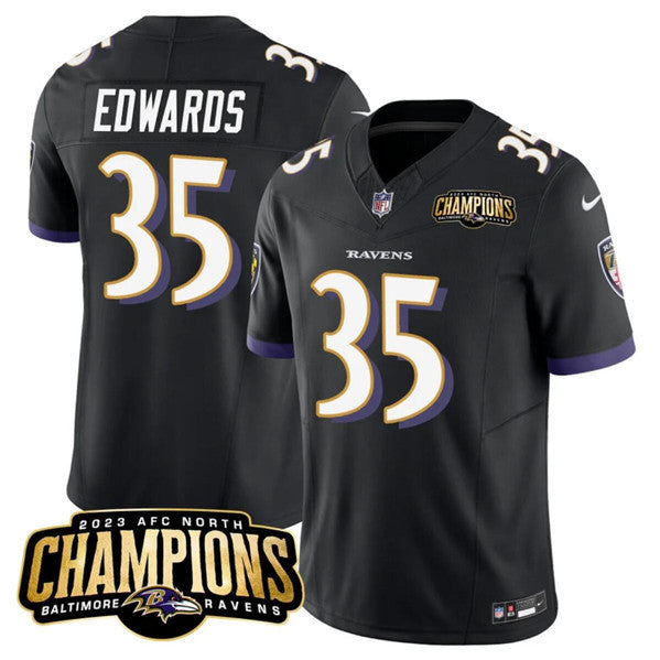 Gus Edwards Baltimore Ravens black Vapor jersey