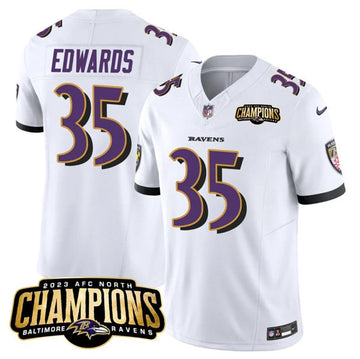 Gus Edwards Baltimore Ravens white Vapor jersey